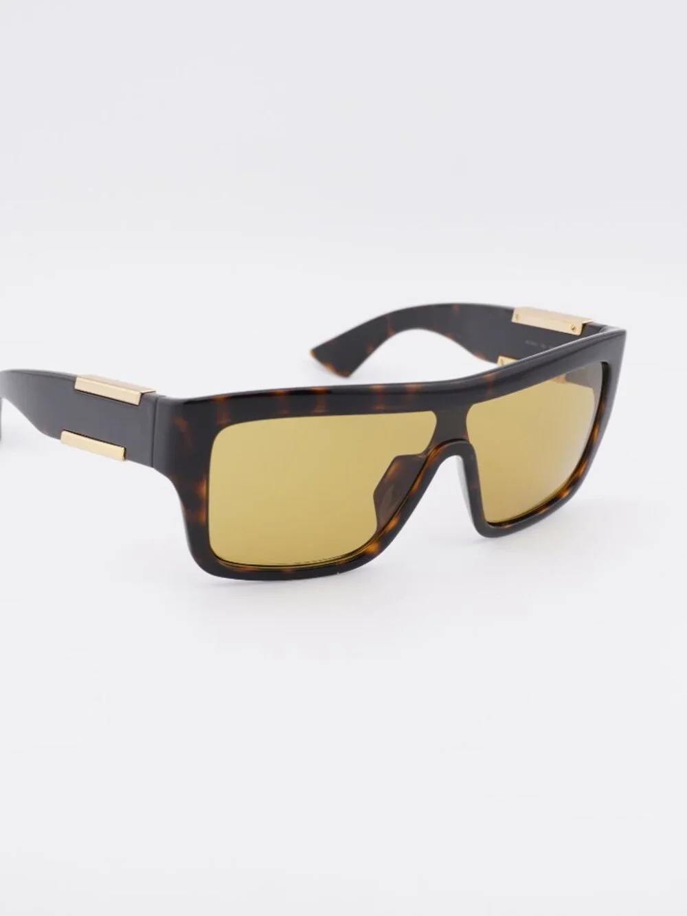 Bottega Venetta BV1451S 002 Shield Sunglasses - Dark Havana / Yellow